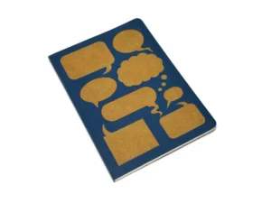 Wholesale Custom Eco-Friendly A5 Softcover Notebook – Blue with Speech Bubbles